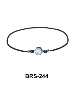 Rhinestone with Black Rubber Rope Bracelet BRS-244