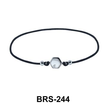 Rhinestone with Black Rubber Rope Bracelet BRS-244