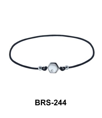 Rhinestone with Black Rubber Rope Bracelet BRS-244