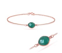Rose Gold Plated Green Agate Silver Bracelet BRS-270-RO-GP