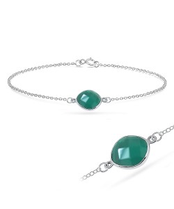 Green Agate Silver Bracelet BRS-270