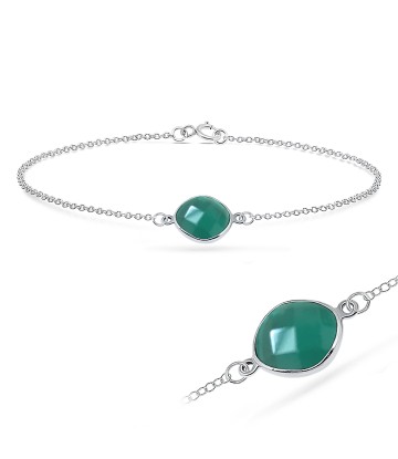 Green Agate Silver Bracelet BRS-270