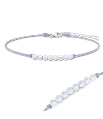 White Pearls Shiny Rope Bracelet BRS-277