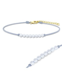 Gold Platd White Pearls Shiny Rope Bracelet BRS-277-GP (wait image)