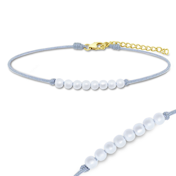 Gold Platd White Pearls Shiny Rope Bracelet BRS-277-GP (wait image)