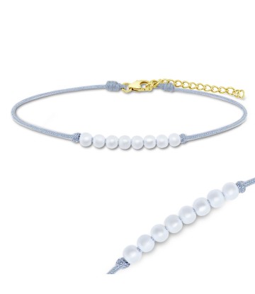 Gold Platd White Pearls Shiny Rope Bracelet BRS-277-GP (wait image)