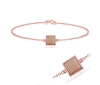 Rose Gold Plated Pink Jade Square Silver Bracelet BRS-286-RO-GP