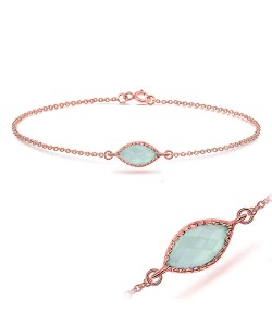 Rose Gold Plated Amazonite Silver Bracelets BRS-390-RO-GP