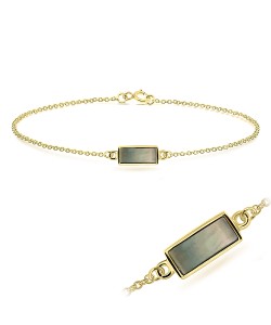 Gold Plated Grey Shell Silver Bracelets BRS-426-GP