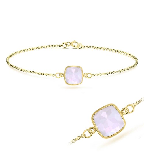 Rose Quartz Square Shape Bracelet Brs 234 Gp Rose Quartz Square Shape Bracelet Brs 234 Gp