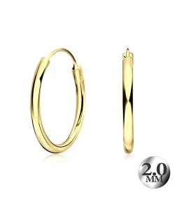 2.0mm Gold Plated Silver Hoop Earring CR-12-GP