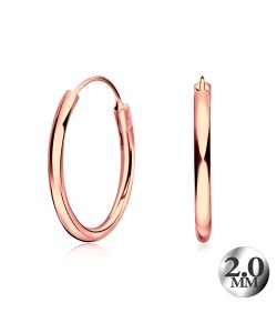 2.0mm Rose Gold Plated Silver Hoop Earring CR-12-RO-GP