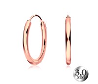 3.0mm Rose Gold PlatedSilver Hoop Earring CR-12-RO-GP