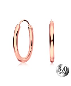 3.0mm Rose Gold PlatedSilver Hoop Earring CR-12-RO-GP