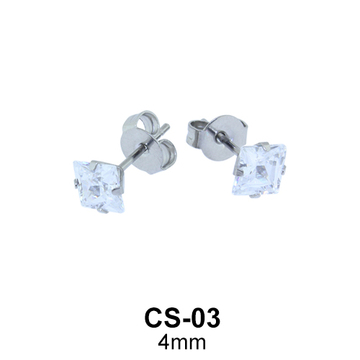 Square CZ Stud Earring CS-03