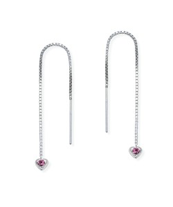 Heart Shaped Silver Chain Earring ECD-04