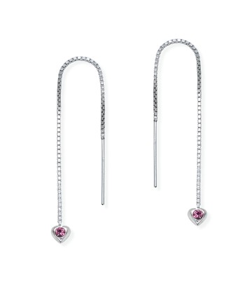 Heart Shaped Silver Chain Earring ECD-04