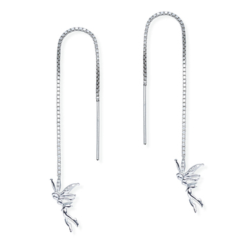Silver Angel with Chain Shaped Earring ECD-105