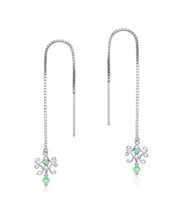 Stone Set Designer Silver Chain Earring ECD-21