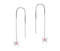 Butterfly Shaped Silver Chain Earring ECD-30s