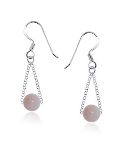 Peach Jade Silver Earring ECH-116-PJ