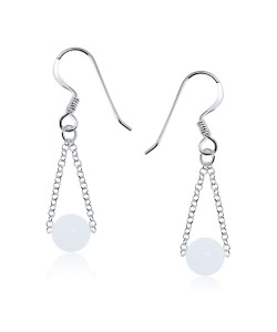 White Jade Silver Earring ECH-116-WJ