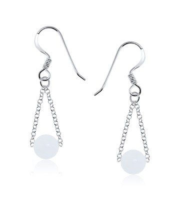 White Jade Silver Earring ECH-116-WJ