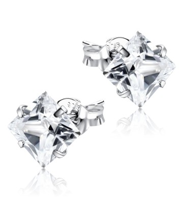 Square Shaped CZ Earring Silver ECS-03-8