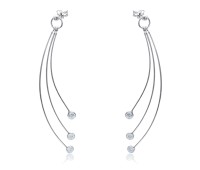 Silver Long Shaped Earrings HME-10
