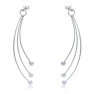 Silver Long Shaped Earrings HME-10