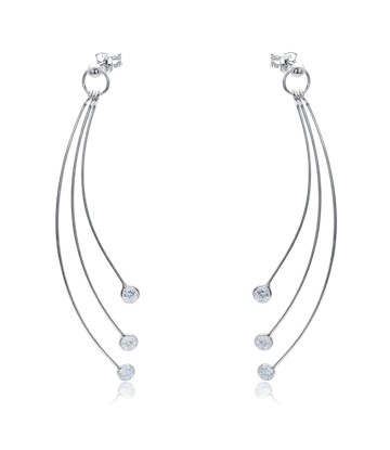 Silver Long Shaped Earrings HME-10