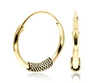 Gold Plated Silver Hoop Earrings with Ropy Design HO-32-GP