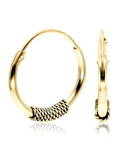 Gold Plated Silver Hoop Earrings with Ropy Design HO-32-GP