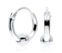 Silver Hoop Earring with Ball HO-6mm-B