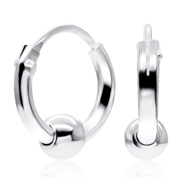 Silver Hoop Earring with Ball HO-6mm-B