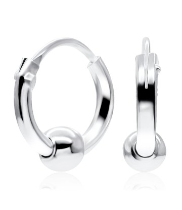 Silver Hoop Earring with Ball HO-6mm-B