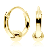 Gold Plated Silver Hoop Earring with Ball HO-6mm-B-GP