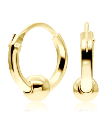 Gold Plated Silver Hoop Earring with Ball HO-6mm-B-GP