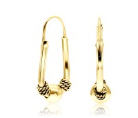 Gold Plated Rope n Ball Hoop Earrings HO-75-GP