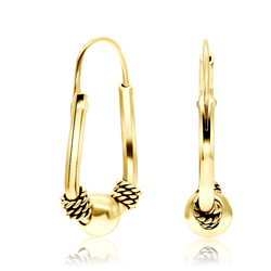 Gold Plated Rope n Ball Hoop Earrings HO-75-GP