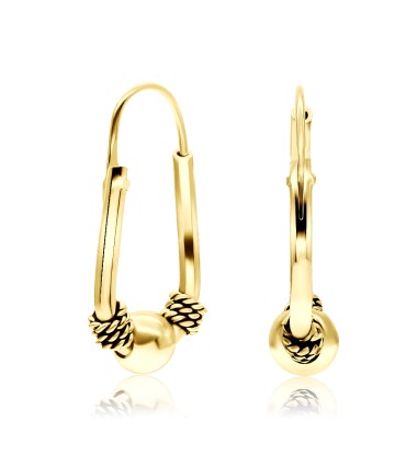 Gold Plated Rope n Ball Hoop Earrings HO-75-GP