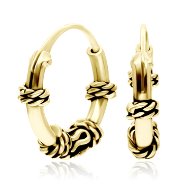 Gold Plated Knot n Snake Design Hoop Earrings HO-77-GP