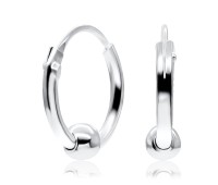 Silver Hoop Earring with Ball HO-8mm-B