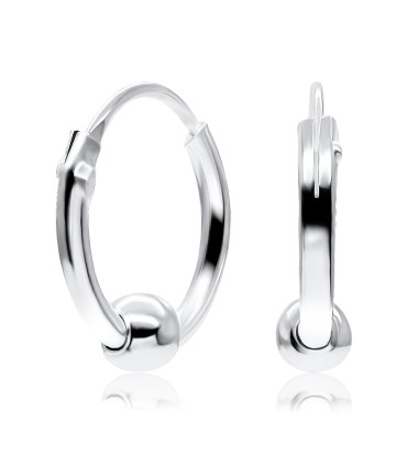 Silver Hoop Earring with Ball HO-8mm-B