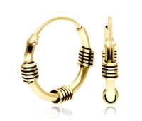 1.4mm Gold Plated 3 Rope Design Hoop Earrings HO-81-GP