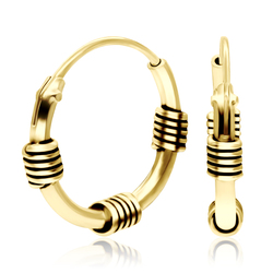 1.4mm Gold Plated 3 Rope Design Hoop Earrings HO-81-GP
