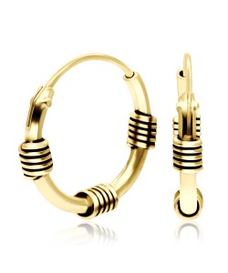 1.4mm Gold Plated 3 Rope Design Hoop Earrings HO-81-GP