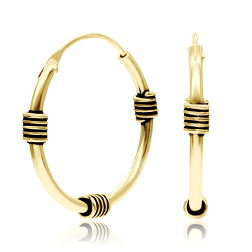 1.2mm Gold Plated Ropy Design Hoop Earrings HO-82-GP