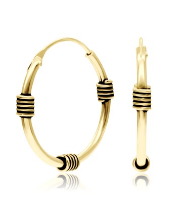 1.2mm Gold Plated Ropy Design Hoop Earrings HO-82-GP