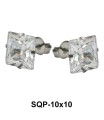 Stud Earring with Princess Cut CZ SQP